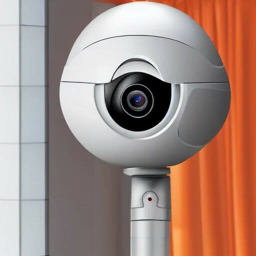A home security camera on a tripod.